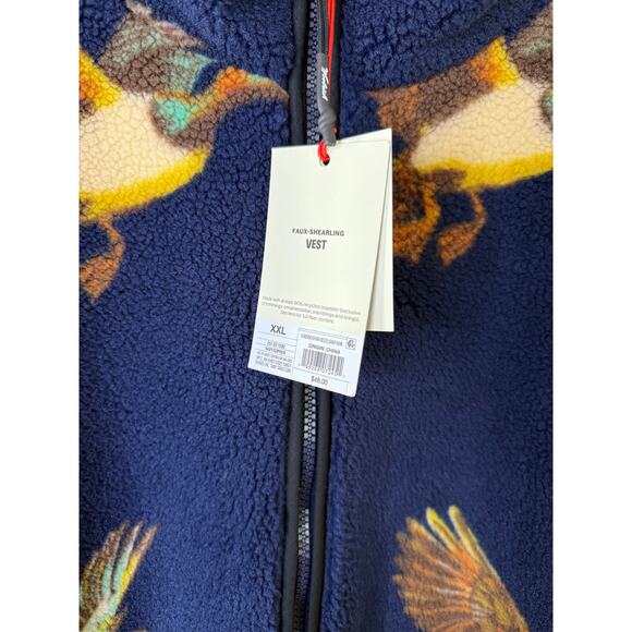 NWT Woolrich x Target Adult Duck Print Fleece Vest Blue Zipper Unisexx XXL 2XL - Picture 6 of 7